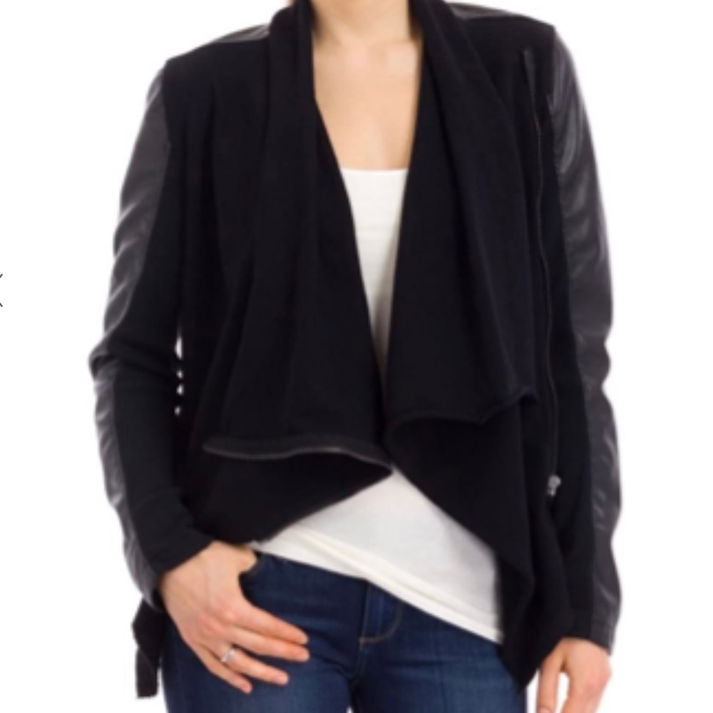 BLANKNYC Black Faux leather and knit jacket, XS
